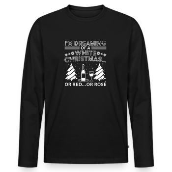 Weiße Weihnachten Wein Frohe Weihnachten Weinglas - Männer Premium Bio Langarmshirt - Schwarz - Vorne - Nico (187cm)