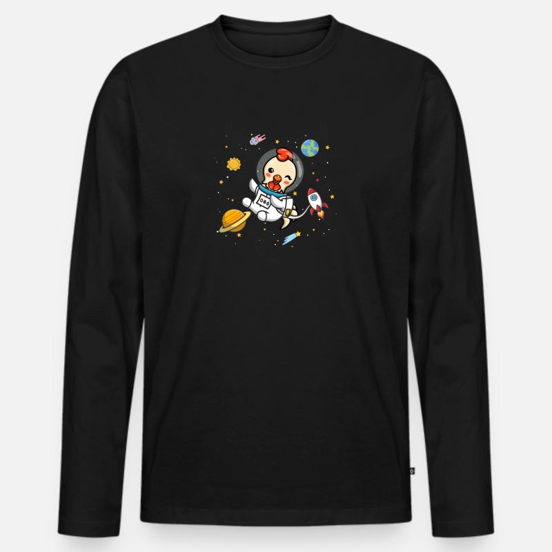 Huhn - Männer Premium Bio Langarmshirt - Schwarz