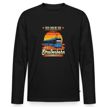 Trambahn Spruch R2.2 Straßenbahn München - Männer Premium Bio Langarmshirt - Schwarz - Vorne - Nico (187cm)