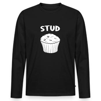 Simple and Cute Stud Muffi - Männer Premium Bio Langarmshirt - Schwarz - Vorne - Nico (187cm)