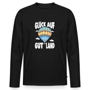 Ballonfahrer Spruch Glück Auf Gut Land Geschenk - Männer Premium Bio Langarmshirt - Schwarz - Vorne - Nico (187cm)