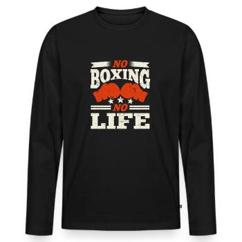Boxer Quote No Boxing No Life Boxing Gloves Gifts - Men's Premium Organic Long Sleeve Shirt - black - Front - Nico (187cm)