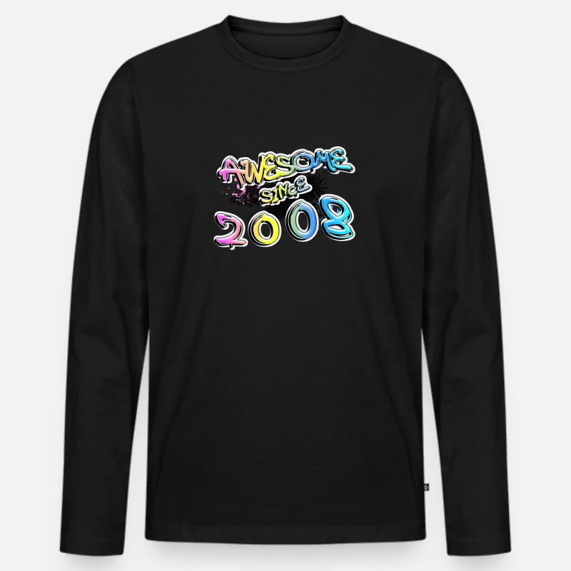 Awesome since 2008 - Männer Premium Bio Langarmshirt - Schwarz