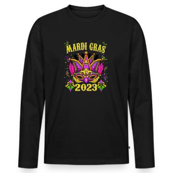 Beads Bling Mardi Gras 2023 - Men's Premium Organic Long Sleeve Shirt - black - Front - Nico (187cm)