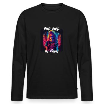 Bad Girl in the City 5 - Men's Premium Organic Long Sleeve Shirt - black - Front - Nico (187cm)