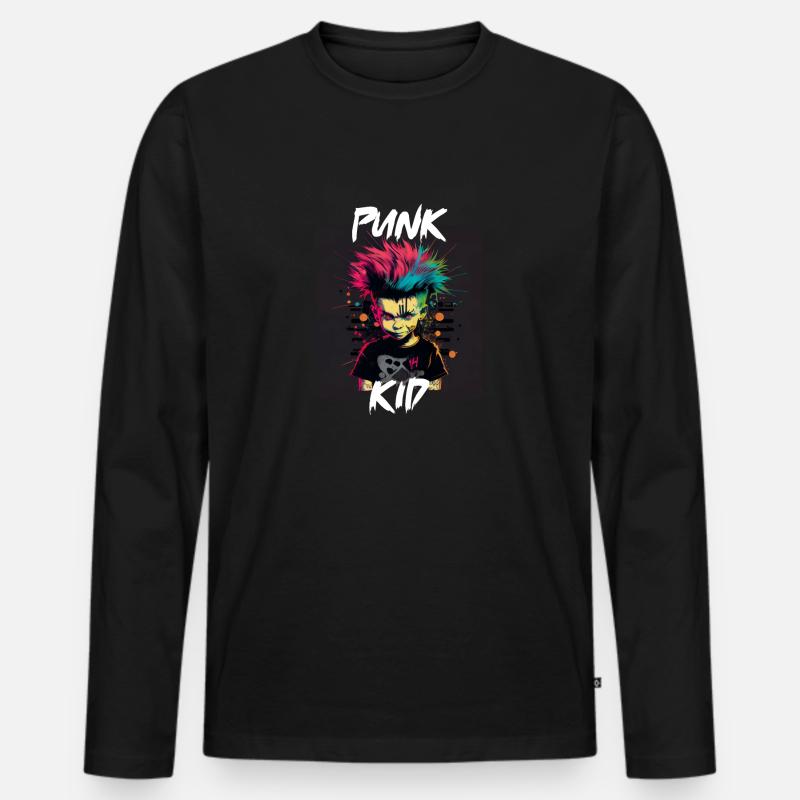 Graffiti Style - Cooles Punk Kind 6 - Männer Premium Bio Langarmshirt - Schwarz