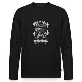 Awesome since 1996. Angel, Angler Geburtstag - Männer Premium Bio Langarmshirt - Schwarz - Vorne - Nico (187cm)