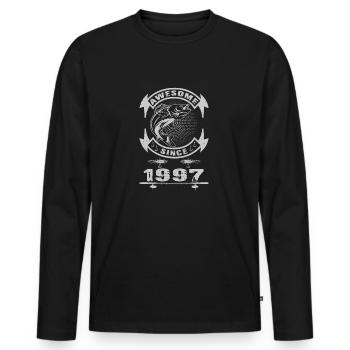 Awesome since 1997. Angel, Angler Geburtstag - Männer Premium Bio Langarmshirt - Schwarz - Vorne - Nico (187cm)