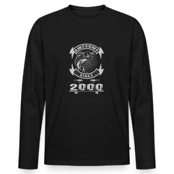 Awesome since 2000. Angel, Angler Geburtstag - Männer Premium Bio Langarmshirt - Schwarz - Vorne - Nico (187cm)