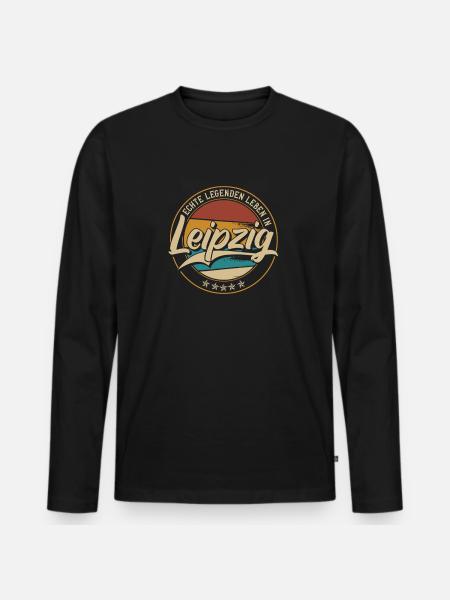 Leipzig Echte Legenden leben in Leipziger - Männer Premium Bio Langarmshirt - Schwarz