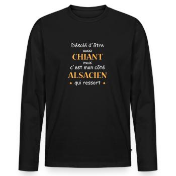 Chiant ALSACIEN - T-shirt manches longues Premium bio Homme - noir - Devant - Nico (187cm)