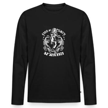 Thai Boxing Fighter Muay Thai Kiss My Punch Gift - Männer Premium Bio Langarmshirt - Schwarz - Vorne - Nico (187cm)
