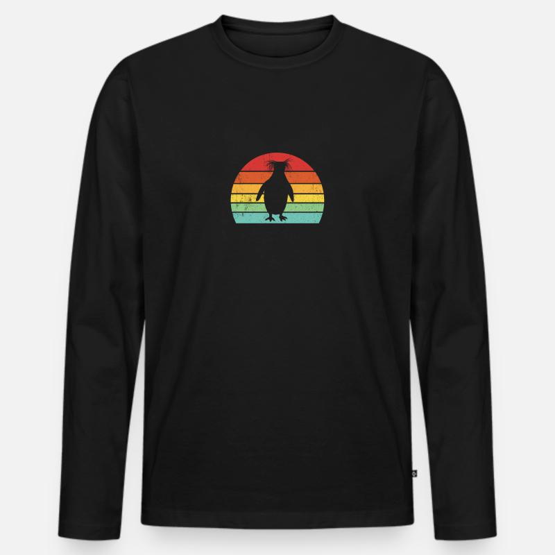 Goldschopfpinguin - Männer Premium Bio Langarmshirt - Schwarz