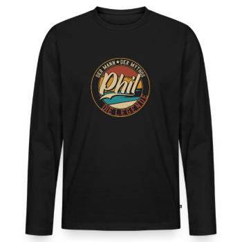 Phil Der Mann der Mythos die Legende Geschenk - Männer Premium Bio Langarmshirt - Schwarz - Vorne - Nico (187cm)