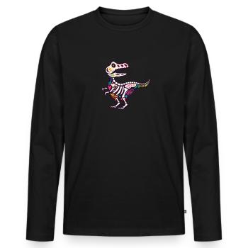 T Rex - T-shirt manches longues Premium bio Homme - noir - Devant - Nico (187cm)