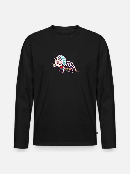 Triceratops - Männer Premium Bio Langarmshirt - Schwarz