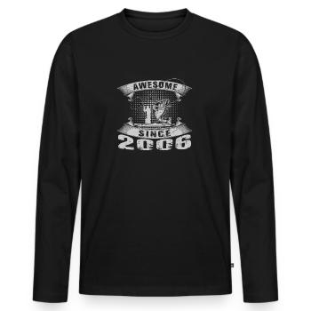 Génial depuis 2006. Angel, l’anniversaire du pêcheur - T-shirt manches longues Premium bio Homme - noir - Devant - Nico (187cm)