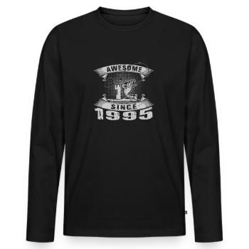 Awesome since 1995. Angel, Angler's Birthday - Men's Premium Organic Long Sleeve Shirt - black - Front - Nico (187cm)