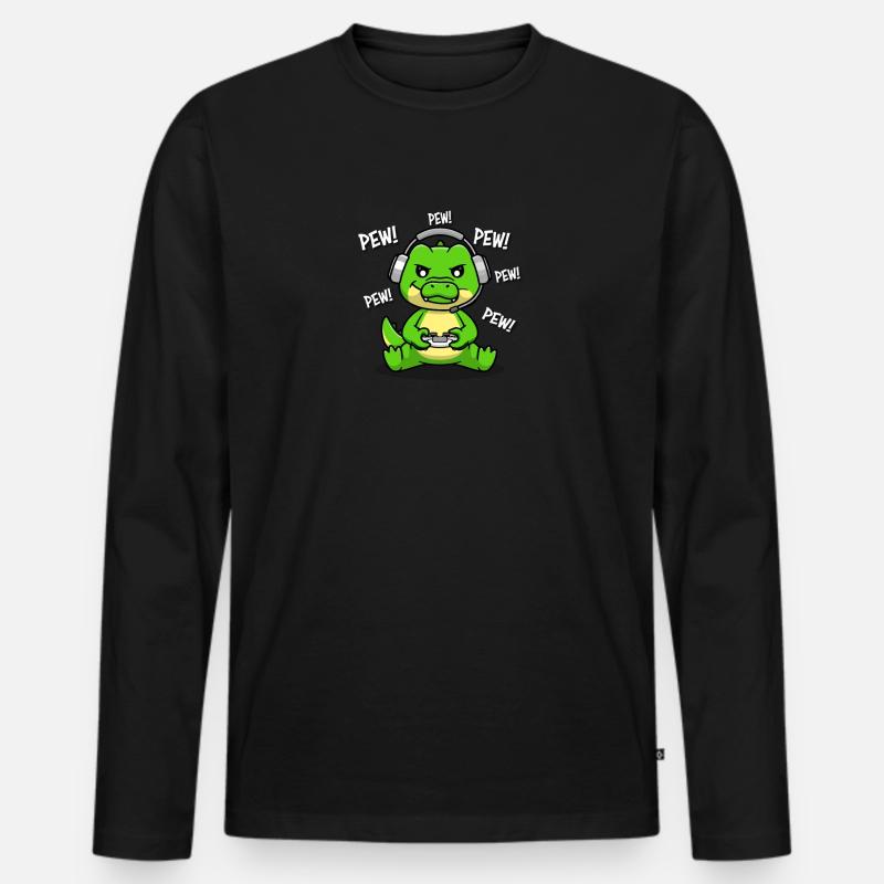 Allligator Krokodil - Männer Premium Bio Langarmshirt - Schwarz