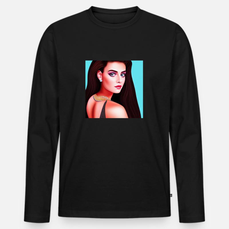 Retrowave Synthwave 80s Character Design - Männer Premium Bio Langarmshirt - Schwarz