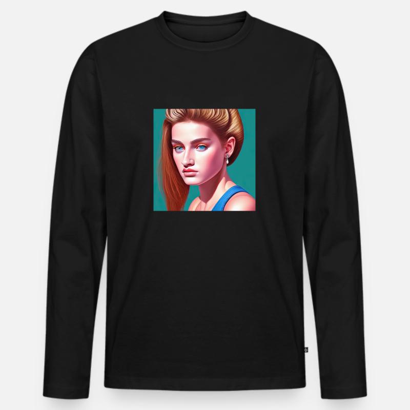 Retrowave Synthwave 80s Design - Männer Premium Bio Langarmshirt - Schwarz