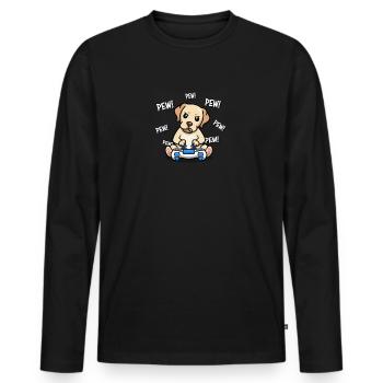 Gelbes Labor - Männer Premium Bio Langarmshirt - Schwarz - Vorne - Nico (187cm)
