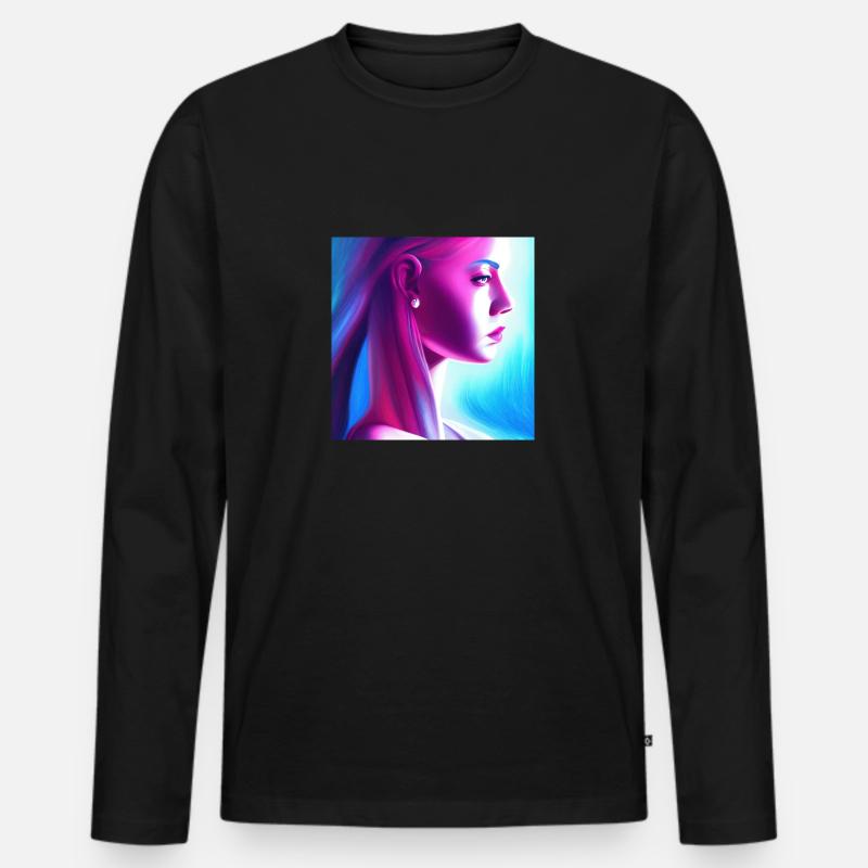 Retrowave Synthwave 80s Character Design - Männer Premium Bio Langarmshirt - Schwarz