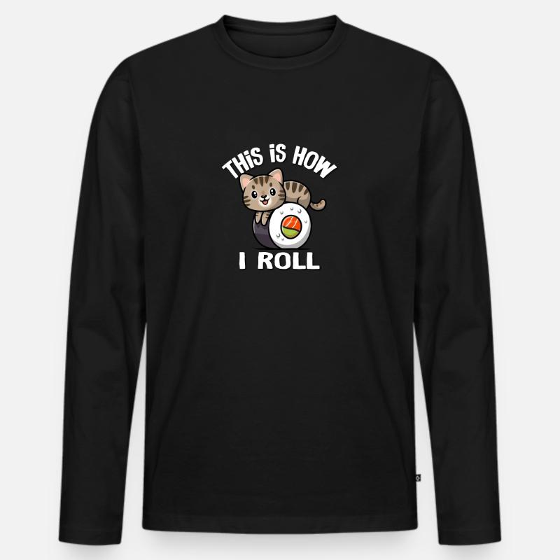 Braune Tabby Katze - Männer Premium Bio Langarmshirt - Schwarz
