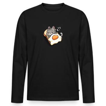 Gray Tabby Cat - Men's Premium Organic Long Sleeve Shirt - black - Front - Nico (187cm)