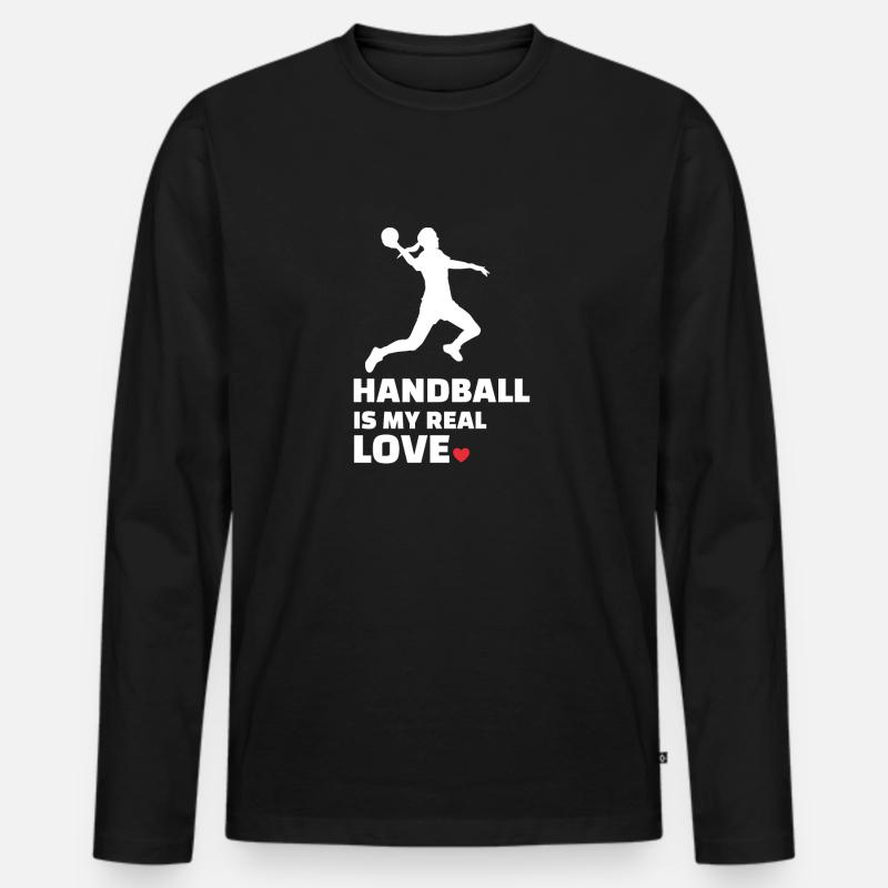 Ich Liebe Handball - Männer Premium Bio Langarmshirt - Schwarz