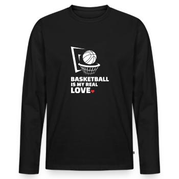 Ich Liebe Basketball - Männer Premium Bio Langarmshirt - Schwarz - Vorne - Nico (187cm)