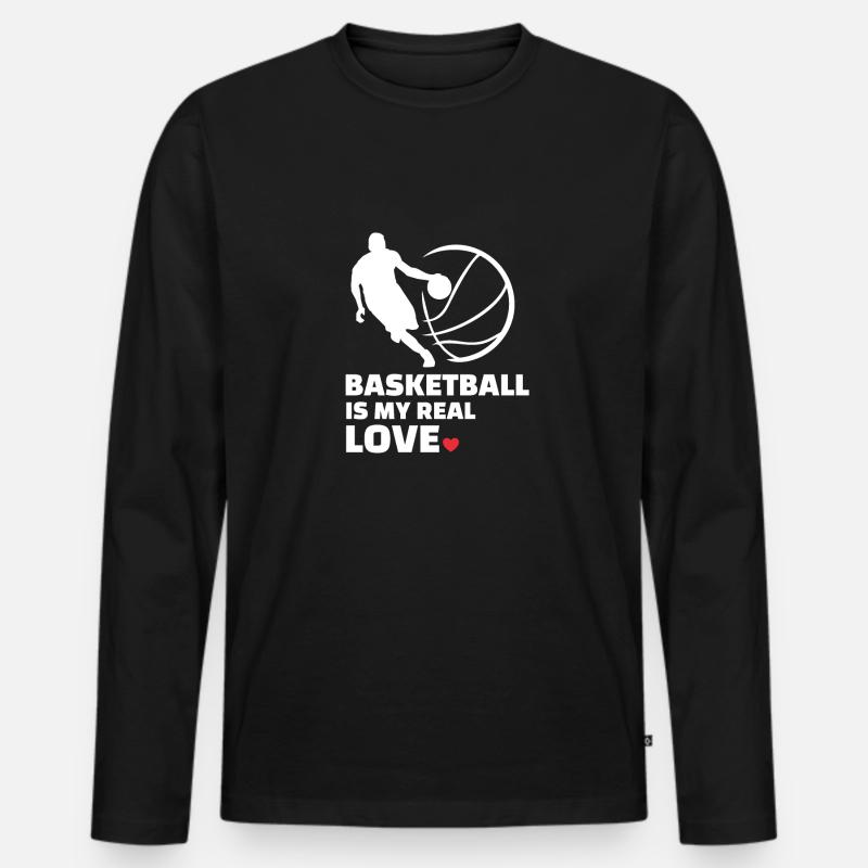 Amo il basket - Maglia a manica lunga ecologica premium da uomo - nero