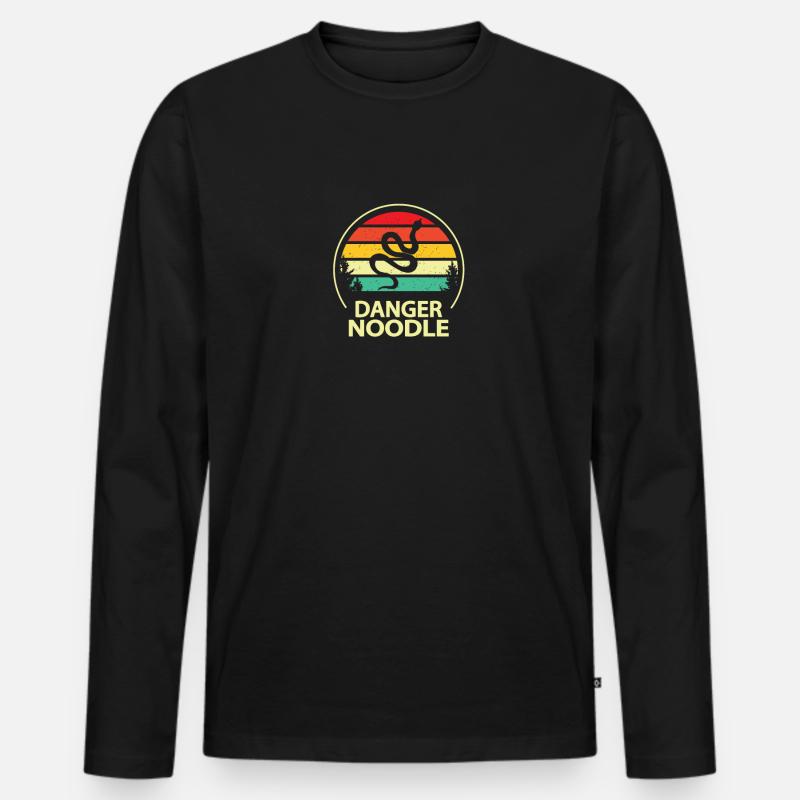 Danger Nudeln - Männer Premium Bio Langarmshirt - Schwarz