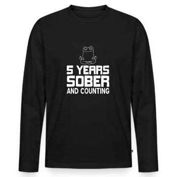T-shirt 5 ans Sobre Rétro Sobriety - T-shirt manches longues Premium bio Homme - noir - Devant - Nico (187cm)