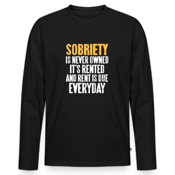 La sobriété n’est jamais possédée c’est loué des designs rétro - T-shirt manches longues Premium bio Homme - noir - Devant - Nico (187cm)