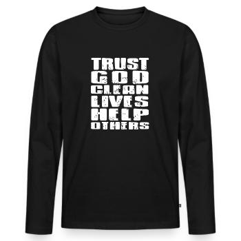 Faites confiance à Dieu Vies propres Aidez les autres Rétro Sobre - T-shirt manches longues Premium bio Homme - noir - Devant - Nico (187cm)