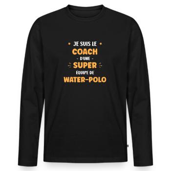 Coach super equipe de water polo - T-shirt manches longues Premium bio Homme - noir - Devant - Nico (187cm)
