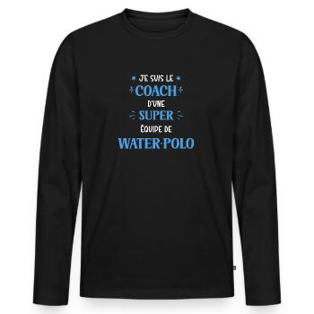Coach super equipe de water polo - T-shirt manches longues Premium bio Homme - noir - Devant - Nico (187cm)