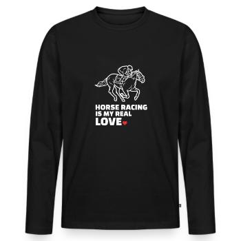 J’adore les courses de chevaux - T-shirt manches longues Premium bio Homme - noir - Devant - Nico (187cm)