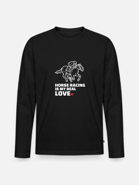Ich Liebe Pferderennen - Männer Premium Bio Langarmshirt - Schwarz
