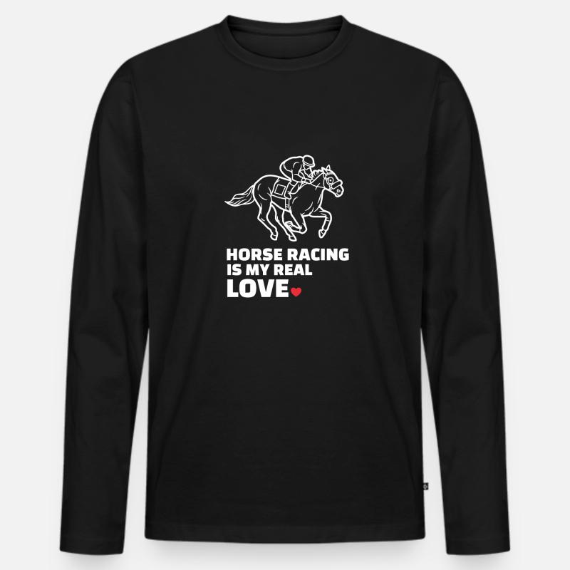Ich Liebe Pferderennen - Männer Premium Bio Langarmshirt - Schwarz