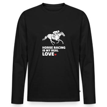 J’adore les courses de chevaux - T-shirt manches longues Premium bio Homme - noir - Devant - Nico (187cm)