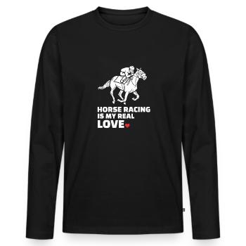J’adore les courses de chevaux - T-shirt manches longues Premium bio Homme - noir - Devant - Nico (187cm)