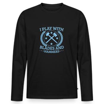 Metalsmith Play With Blades And Hammers Gift Idea - Men's Premium Organic Long Sleeve Shirt - black - Front - Nico (187cm)