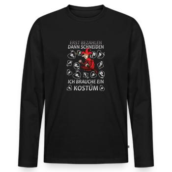 Karneval / Fasching Kostüm - Männer Premium Bio Langarmshirt - Schwarz - Vorne - Nico (187cm)