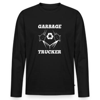 Trash Trucker Recycling Symbol For Garbage Trucker - Men's Premium Organic Long Sleeve Shirt - black - Front - Nico (187cm)
