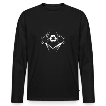 Recycling Symbol For Trash Collector Gift Idea - Men's Premium Organic Long Sleeve Shirt - black - Front - Nico (187cm)