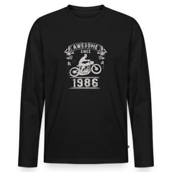 Awesome since 1986, Biker 37. Geburtstag - Männer Premium Bio Langarmshirt - Schwarz - Vorne - Nico (187cm)