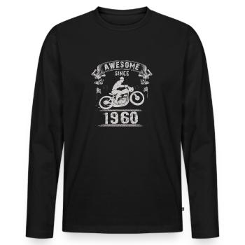 Awesome since 1960, Biker 63. Geburtstag - Männer Premium Bio Langarmshirt - Schwarz - Vorne - Nico (187cm)