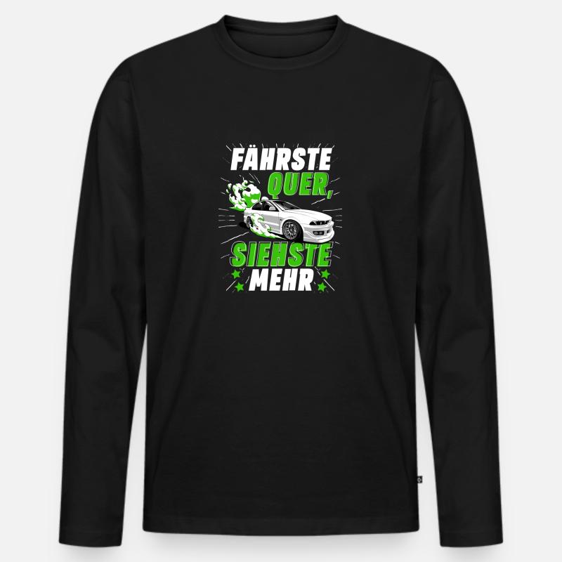 Fährste Quer siehste Mehr - Männer Premium Bio Langarmshirt - Schwarz